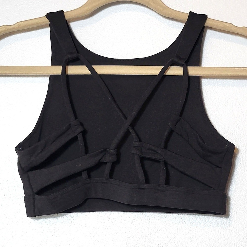 Aerie Chill Play Move Black High Neck Strappy Cage Back Sports Bra Small